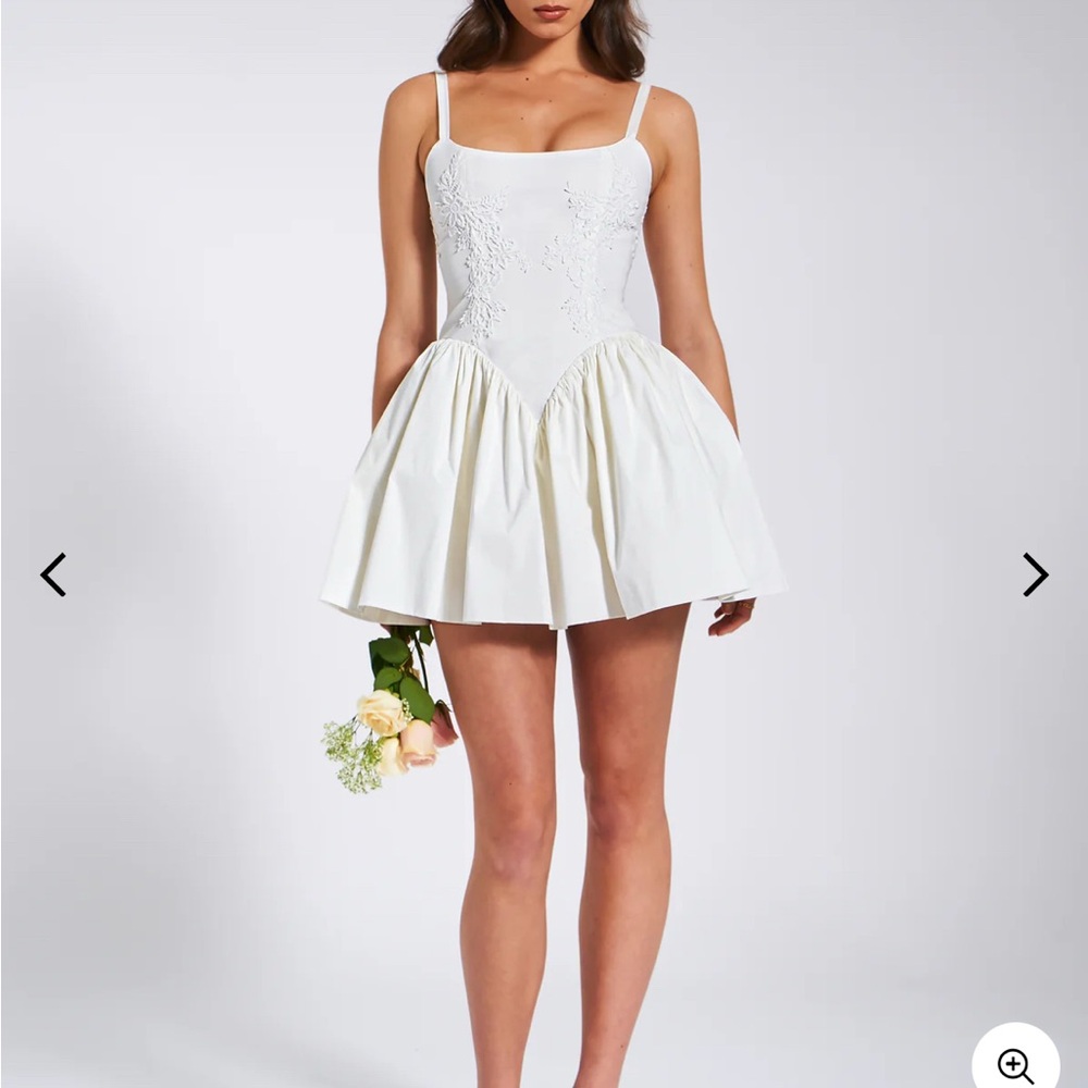 Kadi White Cotton Drop Waist Corset Mini Dress